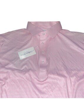 NWT Collars & Co Dress Collar Polo 2XL Relaxed Pink Gingham Plaid Performance